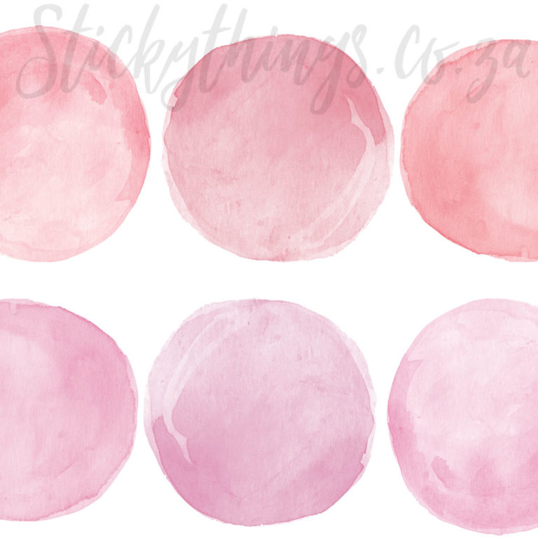 Close up of the Coral Watermelon Pink Watercolour Dot Wall Stickers