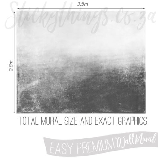 Exact measurements (3.5m x 2.8m) of the Grey Ombre Wallpaper Mura