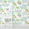 Wild Animals Wallpaper in a kids playroom