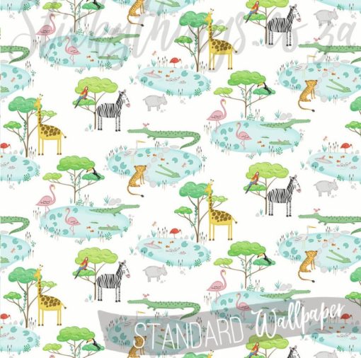 Showing all the animals in this kids safari wallpaper