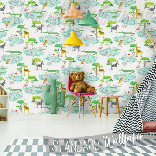 Playroom with the Wild Animals Wallpaper