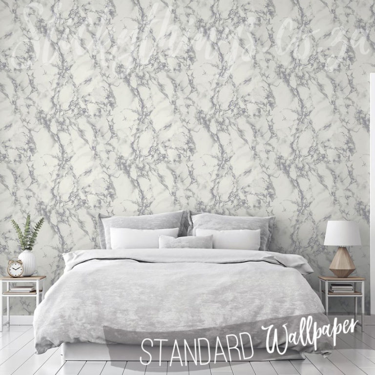 Bedroom with the Marble Metallic Wallpaper