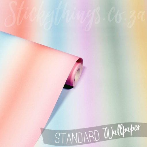 Close up of the ombre effect in this rainbow striped wallpaper