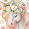 Close up of the watercolour detail in the flower garland and unicorn in the wall decals