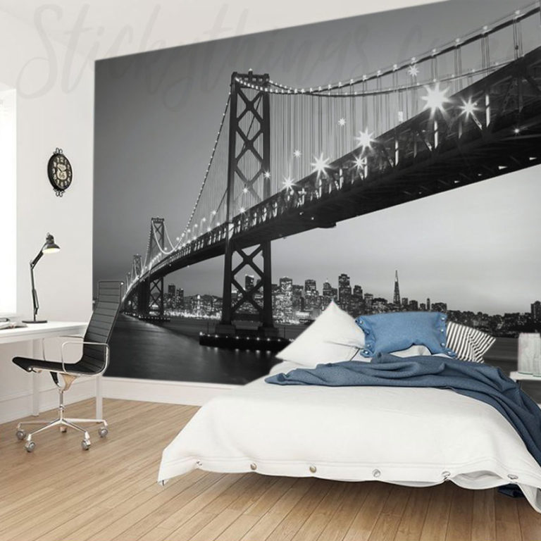 San Francisco Wall Mural in a bedroom and home office