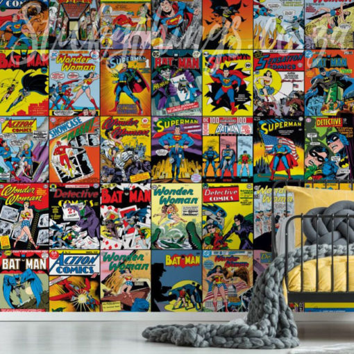 DC Comics Wall Mural in a bedroom