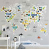 Grey Kids World Map Mural in a children's playroom