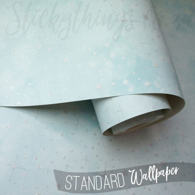 Close up of the glitter stars in the Teal Glitter Skies Wallpaper