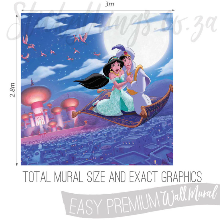 Exact measurements (3m x 2.8m) of the Aladdin Wall Mural