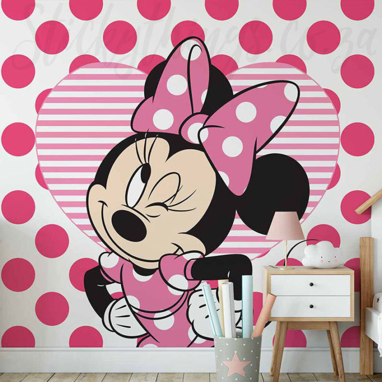 Minnie Mouse Wallpaper Mural in a Girls Room