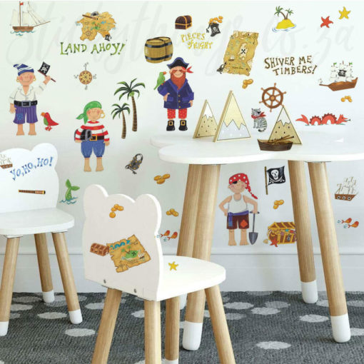Cartoon Pirate Wall Decals in a Playroom