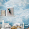 Close up of the Clouds Wall Mural used in a clouds bedroom theme
