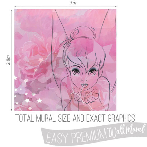 Exact measurements (3m x 2.8m) of the Tinkerbell Wallpaper Mural