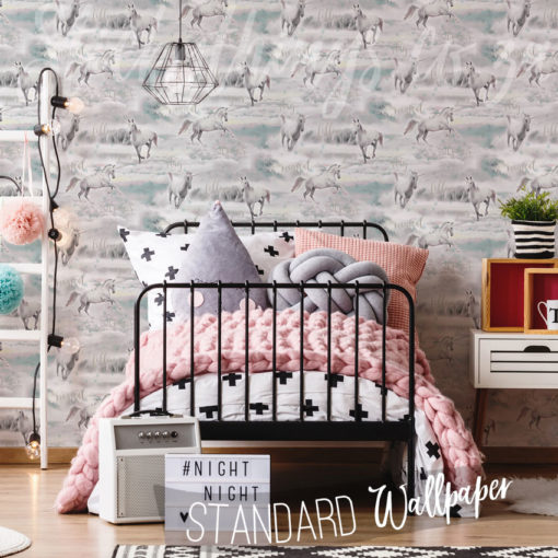 Dreamland Unicorn Wallpaper in a girls bedroom