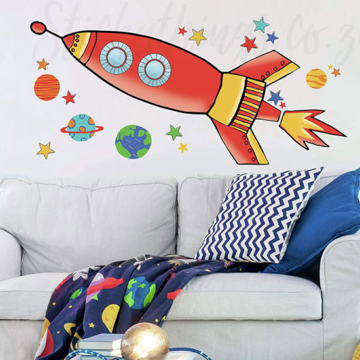 Giant Rocket Wall Sticker in a Games Room