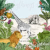 Close up of the Lion, Giraffe and Elephant in the Vintage Safari Wall Mural