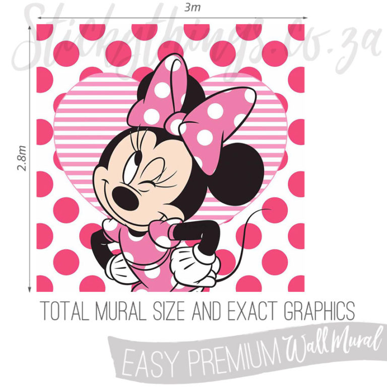Exact measurements (3m x 2.8m) of the Minnie Mouse Wallpaper Mural