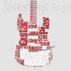 Close up of the white and red grunge wording of the Rock Music Wall Decals