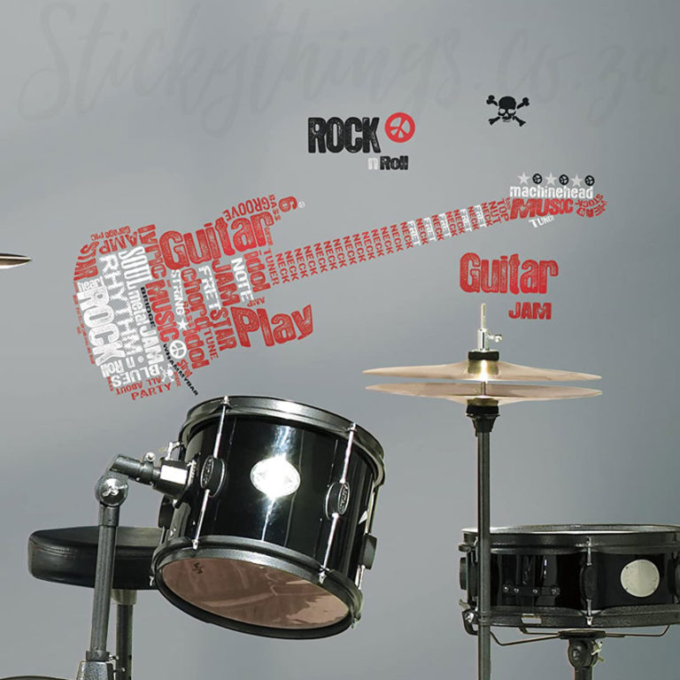 Rock Music Wall Decals in a music room