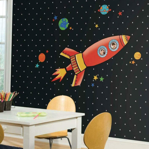 Giant Rocket Wall Sticker with kids photos added