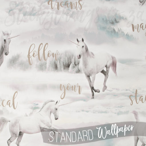 Rose Gold Follow your Dreams Quote in the Unicorn Wallpaper