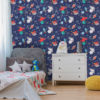 Space Glow in the Dark Wallpaper in a boys room