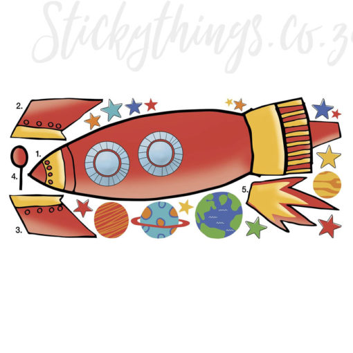 Sheet if Space Ship and Giant Rocket Wall Stickers