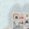 Teal Glitter Skies Wallpaper in a kids play room