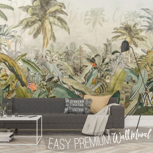 Vintage Tropical Wall Mural in a lounge