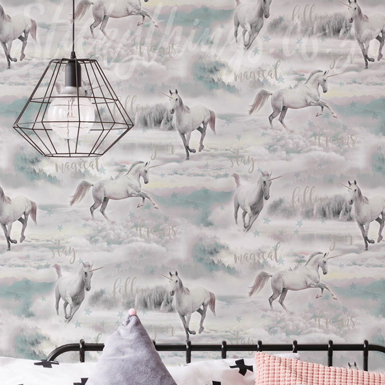 Unicorn Wallpaper in a bedroom