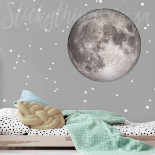 Self Adhesive Round Real Moon Wall Sticker in a Bedroom