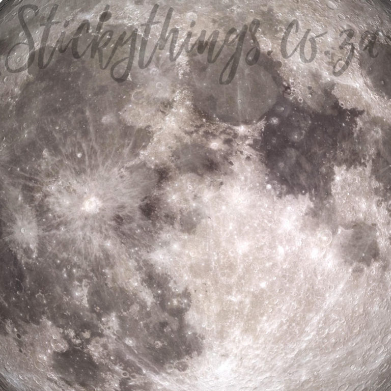 Close up detail of the real photo of the moon wall decal