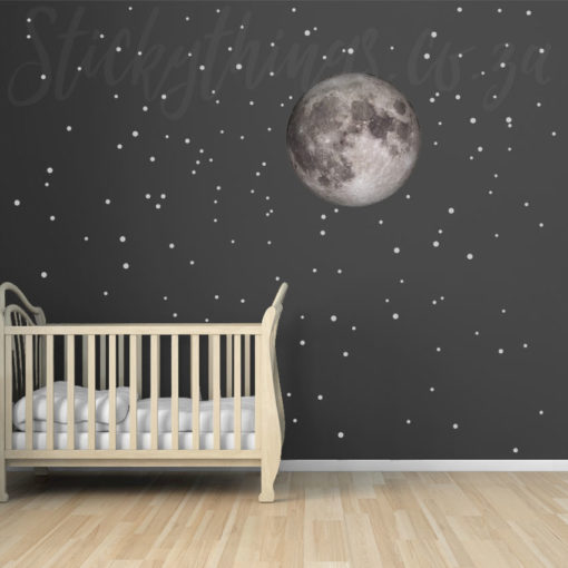 Realistic Moon Wall Decal in a Baby Nursery