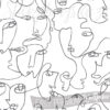 Endless line drawing of the faces in the Visage Linear Black and White Wallpaper