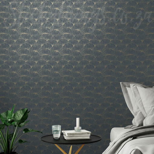 Ginko Pattern Wallpaper on a bedroom wall