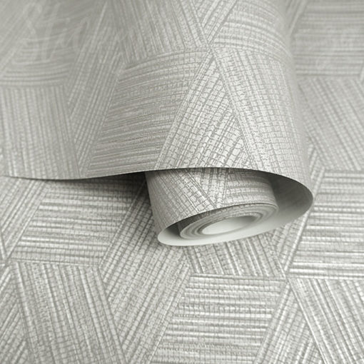 A roll of Textured Metallic Silver Wallpaper