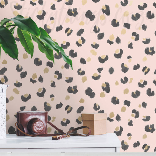 Leopard Print Blush Wallpaper on a wall