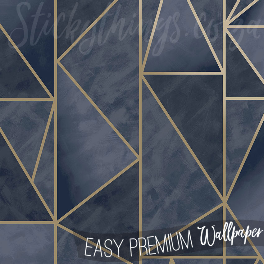 Navy and Gold Geometric Wallpaper - Ombre Blue and Gold Wallpaper