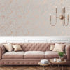 Rose Gold Concrete Wallpaper on a wall in a lounge