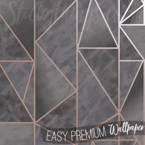 A close up of the geometrics in the Rose Gold Grey Wallpaper
