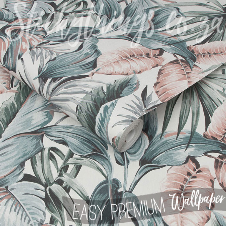 Roll of Leaves Exotique Light Grey Pink Wallpaper