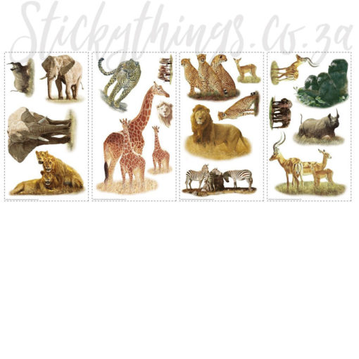 Four sheets of Wild Animals Wall Decals