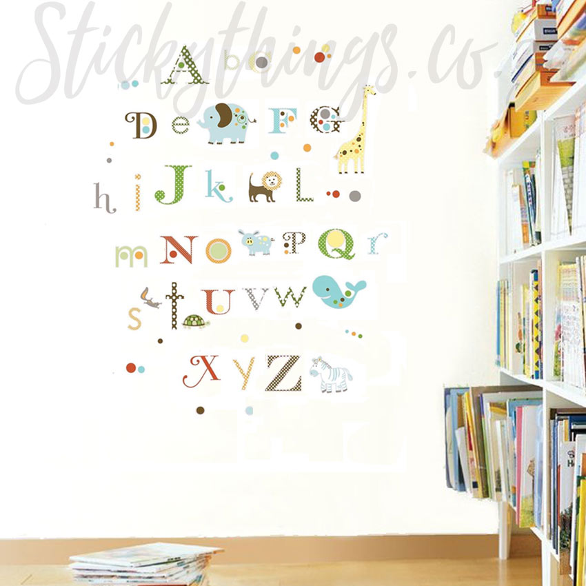 Animal Alphabet Wall Stickers - Peel and Stick Kids Alphabet Decals