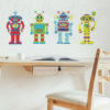 Build Your Own Robot Wall Stickers on a wall behind a desk