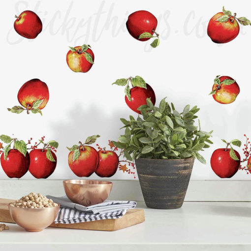 Apples Kitchen Wall Art on a light coloured wall of a kitchen