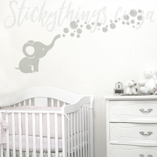 Elephant Bubbles Wall Sticker in a girls baby room