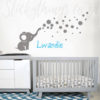 Elephant Name Wall Decal above a cot in a Nursery