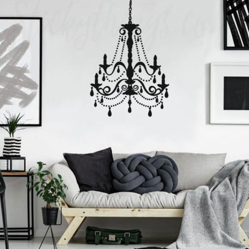 Giant Chandelier Wall Decal on a living room wall
