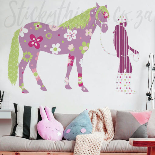 Giant Horse Wall Sticker on a wall above a sofa