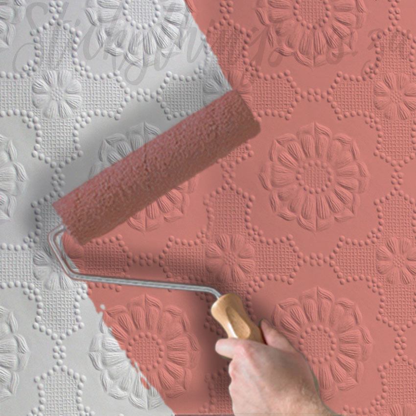 Large Floral Paintable Wallpaper - Alexander Embossed 3D Wallpaper
